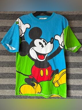 Vintage 90’s Disney Mickey Mouse AOP All Over Print T-Shirt Men’s Large EUC